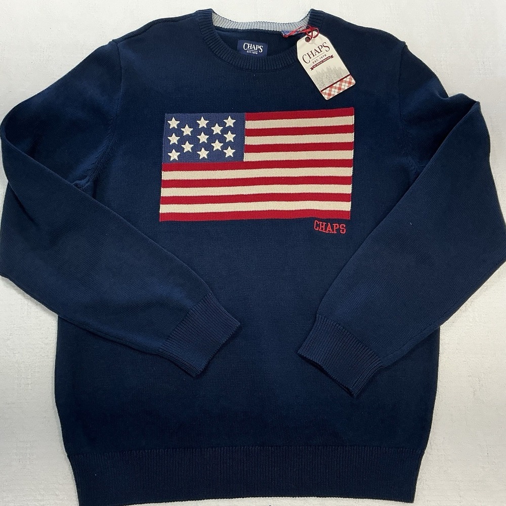 CHAPS MEN'S FLAG SWEATER,‎ SIZE XL